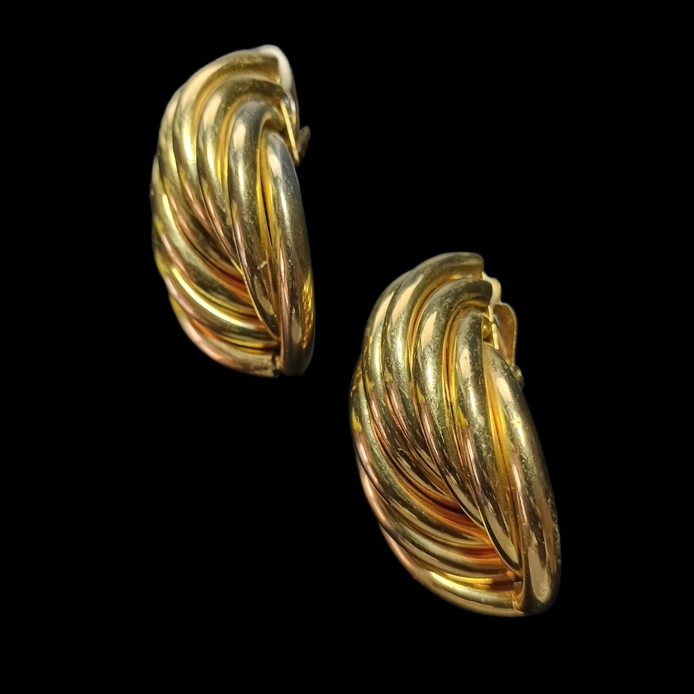 Vintage Large Gold Tone Unique Shaped Clip On Statement Earrings "Fabulous!"